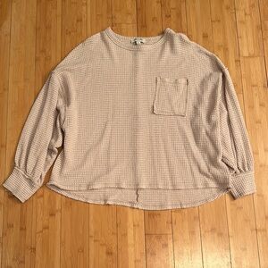 Beige Waffle Knit Women's Top